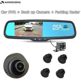 Car Rear View Cameras Parking Sensors ANSHILONG 3 in 1 5" HD Car Interior Replacement Rear View Mirror Monitor DVR 1080P + Back Up Camera + Parking Radar SensorsL231227