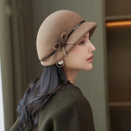 Chic Cloche Hat Ladies Party Formal Felt Fedora 100 Wool Beret Woman Irregular Fascinator 231226