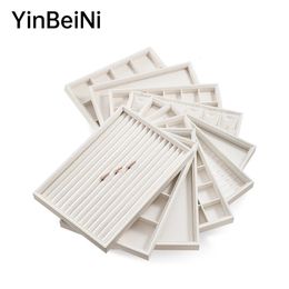 YinBeiNi White PU Leather Jewellery Organiser Tray Ring Necklace Pendant Display Tray Holder Stand Jewellery Showcase Box 231227