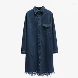 Women's Jackets 2023 Style Women Jeans Jacket Long Spring Autumn Tassel Denim Basic Casual Loose Coat Outwear Plus Size