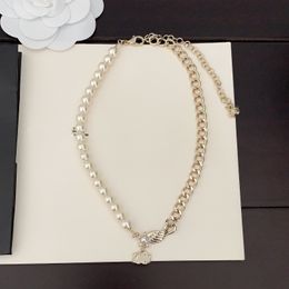 Fashion designer necklace women chain necklace pendant double ccs diamond pearl necklaces Jewellery wedding channel party gift ax50d