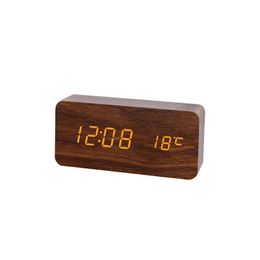 Wooden Electronic Alarm Clock Rectangle LED Digital Sounds Control Desk Clocks Triangle Home Bedroom Temperature Alarms Clock BH8127 FF