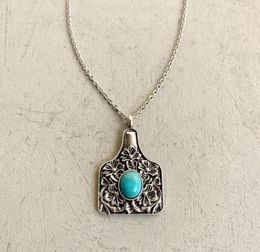 Pendant Necklaces Western Jewelry Turquoise Stone Cow Vine Trendy West Gift For Cowgirl3506139