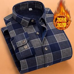 Autumn Winter Casual Men s Fashion Long Sleeve Plaid Shirt Thick Warm High Quality Soft Large Size NS5825 231228