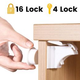 Magnetic Child Lock 412 locks13key Baby Safety Protections Cabinet Door Kids Drawer Locker Security Invisible Locks 231227