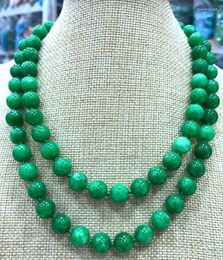 Chains Natural 10mm Green Jade Jadeite Round Gemstone Beads Necklace 32''