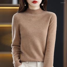 Women's Sweaters Wool Women Autumn Winter Sweater Cashmere Half-high Collar Pullover Wild Pure Colour Casual Fashion Long Sleeve Tops
