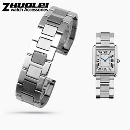 luxurious 316L Stainless Steel bracelet For TANK solo wristband high quality brand watchband 16mm 17 5mm 20mm 23mm silver color284W