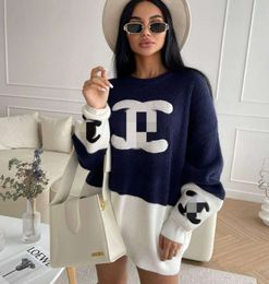 2024 New style Woolen Sweaters Women Casual Oversized Knitted Sweater Dresses Warm Outerwear Free Ship