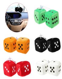 6CM Fuzzy Dice Dots Car Ornament Rear View Mirror Hanger Decoration Car Styling Accessories With Sucker9295089