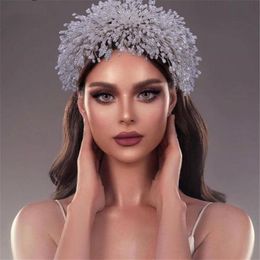 Luxury Wedding Bridal Headband Beads Hairband Rhinestone Crown Crystal Tiara Princess Hair Accessories Jewellery Women Headpiece S F2693