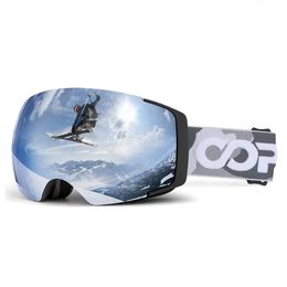 COPOZZ Professional Magnetic Ski Goggles Adult Anti-fog Ski Glasses UV400 Protection Snow Snowboard Goggle Eyewear 231227
