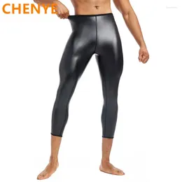 Men's Body Shapers Men Shaper Waist Trainer Leather Stretchy Casual Biker Club Party Pants High Control Compression Fitness