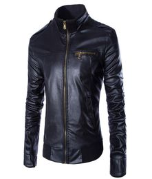 Whole New PU Leather Jacket Men Blouson Moto Cuir Mens Windproof Motorcycle Biker Jacket Jaqueta de Couro Veste Cuir Homme Y08071780