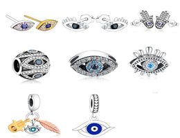 925 Silver Fit P Charm 925 Bracelet Bracelet Neckalce 925 Sterling Silver Trunk Turkey Blue Evil Eye Zirconia Bead charms set Pendant DIY Fine Beads Jewelry4556758