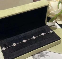Luxury VA brand Designer pendant Necklaces 18K Gold cross chain mini clover 4 Leaf Flower choker shining diamond crystal necklace 1274088