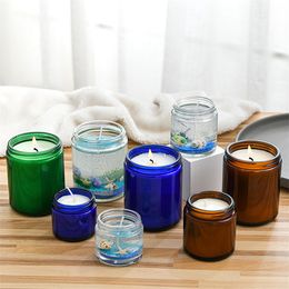 Wholesale 4oz 5oz 8oz Amber Glass Candle Jars Scented Candle Making Glass Jar Round Candle Containers With Lid