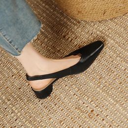 Dress Shoes Natural Leather 2023 Women's High Heels Vintage For All Seasons; Pointy Toe Low (1cm - 3cm) And Thick