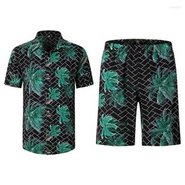 Men's Tracksuits Hawaiian Retro Print Seaside Flower Shirt Shorts High Quality 2 Piece Set Summer Holiday Suits Masculine Casual Streetwear