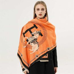 28% OFF scarf Scarf Women's Decoration Air Conditioning Shawl Autumn and Winter Cashmere Warm Letter Jacquard Versatile Short Beard Tassel Neck