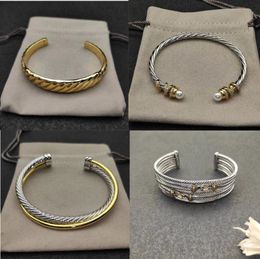 Bracciale con ciondolo di lusso in argento 925 DY Designer Apertura personalizzata Bracciale da uomo di alta qualità in edizione larga Bracciale dy placcato in oro per gioielli da donna Regalo con scatola