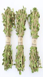 100MLot Artifical Leaf Natural Hessian Jute Twine Rope Burlap Ribbon DIY Craft Vintage For Home Wedding Party Decoration9278933