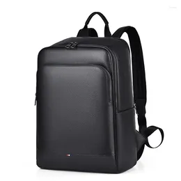 Backpack 2024 Real Genuine Leather Men Backpacks Korean Student Boy 15.6 Inch Computer Laptop Bag