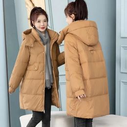 Women's Trench Coats 2023 Korean Jacket Women Winter Long Parkas Solid Hooded Thicken Warm Female Snow Wear Puffer Coat Padded Loose Clothes