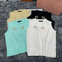 Women Camis Designer Tank Top Fashion Knitted Vest Yoga Sleeveless Sweater 4 Colour Knitted Tops