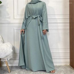 Ethnic Clothing 2 Piece Open Abaya Matching Suit Muslim Sets Kimono Abayas For Women Dubai High Class Sleeveless Hijab Dress Islam Outfit