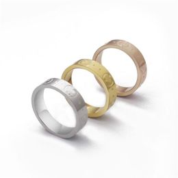 Couple Rings designer love for womens mens wedding luxury engagement G letter plaid ring Titanium steel striped couple ring241h