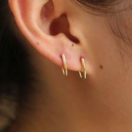 2019 minimal 925 sterling silver bar earring ear wire gold Colour polished simple delicate design girl women lovely ear jewelry237S