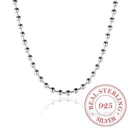 Chains 925 Sterling Silver 3mm Smooth Beads Ball Chain Choker Necklace For Women Trendy Wedding Engagement Jewellery Collier Femme2603