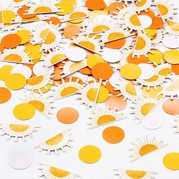 Funmemoir Sunshine Sun Confetti First Trip Around The Table Decorations for Kids Birthday Party Baby Shower Decor Supplies 231227