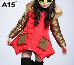Kids Girls Winter Jacket with Fur Collar Parka Clothes Baby Warm Hooded Cotton Coats Big Size 4 6 8 10 12 14 Years 2011022989744