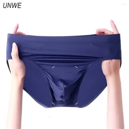 Underpants Big Ice Silk Classic Panties For Men Seamless Sexy Thin Underwear Male Antibacterial Breathable Briefs Plus Size