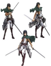 Japanese Anime Attack on Titan Figma 213 Levi 203 Mikasa 207 Eren PVC Action Figure Model Collectible Toy Doll Gifts Q07227834548