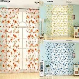 Curtain Drape Tulle Valance Home Decor Sunflower Door Decorations For Kitchen Balcony Room Window Blind Screening