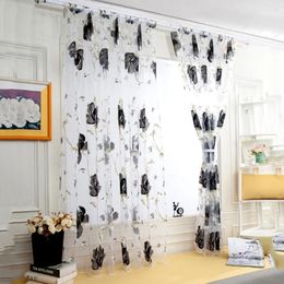Curtain Home Textile Flower Embroidered Luxury 3D Window Curtains Fabric Tulle Sheer For Kitchen Bedroom Living Room