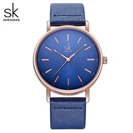 Shengke Women's Bracelet Watches Quartz Wrist Watch Vintage Design Casual Leather Band Ladies Dress Watches Bayan Kol Saati308S