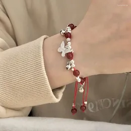 Charm Bracelets Exquisite Silver Colour Butterfly Unique Chinese Style Adjustable Red Rope With Butterflies Accessories