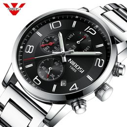 NIBOSI New Type Luxury Watch Quartz Wrist Watch Fashion Stainless Steel Watch for Man Relogio Masculino Exquisite Silver217H