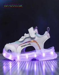 BENZELOR Summer LED Kids Shoes Sandals For Boys Girls Sneakers Light Up minous Glowing Lighting Sandles Sandalias X07199042968