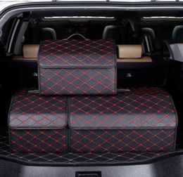 2PC Car Trunk Organizer Storage Box Waterproof Large Capacity Storage Bag Stowing Tidying Leather Folding Car Accessories Y2204144139417