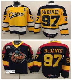 College Premier OHL With COA 97 Connor McDavid Edmonton Erie Otters Jersey Men Ice Hockey Vintage Home Black Away Yellow Quality1788663