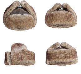 Bomber Hats Winter Men Warm Russian Ushanka Hat with Ear Flap Pu Leather Fur Trapper Cap Earflap D190115038717890