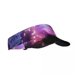 Berets Sports Sun Cap Adjustable Visor UV Protection Top Empty Tennis Golf Running Sunscreen Hat Space Purple Nebula And Stars