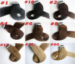 100g 40pcs Glue Skin Weft Tape in Hair Extensions 18 20 22 24inch Brazilian Indian Human Hair Extensions9537756