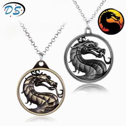 Games Mortal Kombat Necklace Metal Alloy Dragon Pendant For Women Men Punk Jewellery Collier Chains178l