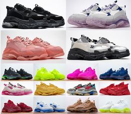 Novas cores 17w triplas masculas sapatos casuais tênis de plataforma de plataforma tênis mais nova designer de fundo de cristal tênis planos